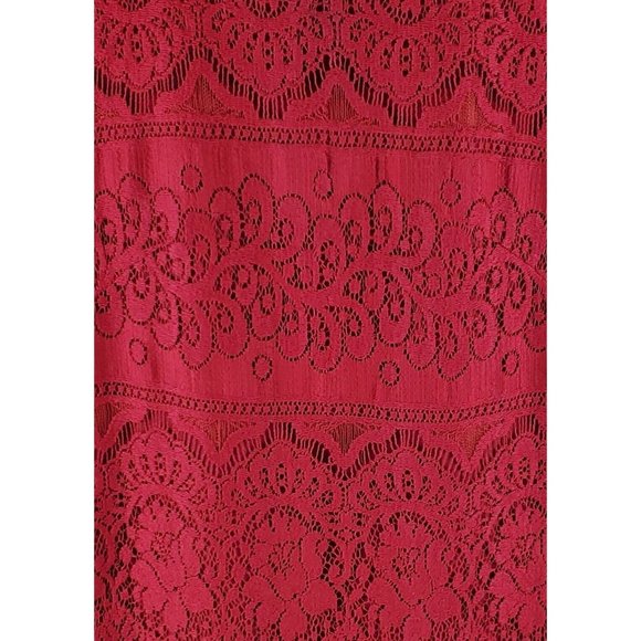 Free People Womens Lace Peplum Dress Deep Pink Red Size 2 Cotton - Picture 3 of 8